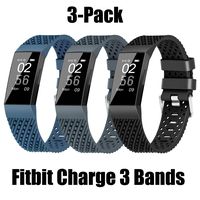 WISHTA Fitness Bands Compatible with Fitbit Charge 3 & Charge 3 SE, Waterproof Replacement Strap for Women Men, Multi-Colors Bands 3 Pack (3pcs-na,sl,bk, Large(Band for Charge 3, not Charge 2))