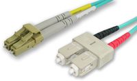 Lynn Electronics LCSC-10GIG-2M 50/125-10 Gig Aqua Duplex Multi-Mode Fiber Optic Patch Cable, LC-SC, 2 Meters in Length Aqua