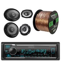 Kenwood KMM-BT325U CD/AM/FM Receiver, Kenwood KFC1665S 6 1/2" 2-Way Car Speakers (Pair), Kenwood KFC6965S 6x9" 400W 3-Way-Watt Car Speakers (Pair), Enrock Audio 16-Gauge 50 Foot Speaker Wire
