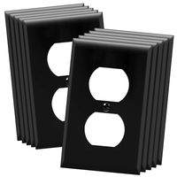 ENERLITES Duplex Receptacle Outlet Wall Plate, Size 1-Gang 4.50" x 2.76", Unbreakable Polycarbonate Thermoplastic, UL Listed, 8821-BK-10PCS, Black (10 Pack)