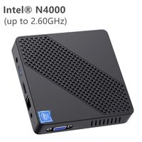 Mini PC Fanless Intel Celeron N4000 (up to 2.6GHz) 4GB DDR/64GB eMMC Mini Desktop Computer Windows 10 Pro HDMI 2.0and VGA Port 2.4/5.8G WiFi BT4.2 3xUSB3.0 Support Linux,NGFF 2242 SSD