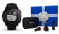 Garmin Instinct Tactical (Black) Beat Yesterday Gift Box Bundle | +HD Screen Protectors, PlayBetter Portable Charger, Car/Wall Adapters & Protective Hard Case | Rugged US Military 810G, Stealth Mode