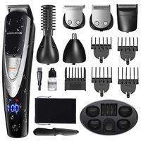 MIGICSHOW Electric Beard Trimmer for Men - Showerproof Hair Trimmer 12 in 1 Grooming Kit for Nose Ear Facial, Mustach, Body Groomer, Hair Clippers with LED Display USB Rechargeable Storage Dock & Bag
