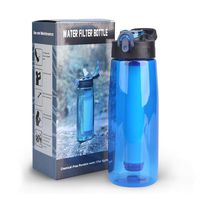 Membrane Solutions Filtered Water Bottle, BPA Free Emergency Water Purifier with 4-Stage Integrated Filter Straw for Travel, Camping, Hiking, Backpacking and Fishing