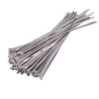 100 pcs Metal Zip Ties 11.8" 316 Stainless Steel Exhaust Wrap Coated Locking Cable Self Locking Zip Cable Ties