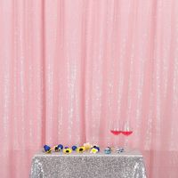 PartyDelight Sequin Backdrop Wedding Curtain Special Events, Party, Pink, 7FTx7FT