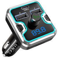 EatekPower Bluetooth FM Transmitter with PD 3.0 USB C Charging Port, 2 Extra USB Ports, Hands-Free Calling, Radio Adapter and Receiver, Music Player Support TF Card, USB Flash Drive