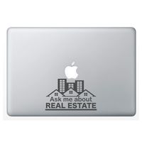 Crazy4Decals Ask ME About Real Estate Decal Vinyl Sticker for Laptop Notebook MacBook Air/Pro Dell HP Walls Windows, Computers, Water Bottles and More (Dark Grey / 8")