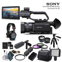 Sony PXW-X70 4K XDCAM Camcorder (PXW-X704K) with 2-64GB Memory Card, 2 Extra Batteries, UV Filter, LED Light, Case, Tripod, Rode VM-GO Mic, Sony MDR-7506 Headphones - Professional Bundle