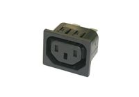 Interpower 83011370 IEC 60320 Sheet F Snap in Outlet 1.0 mm Panel Thickness, IEC 60320 Sheet F Socket Type, Black, 10A/15A Rating, 250VAC Rating