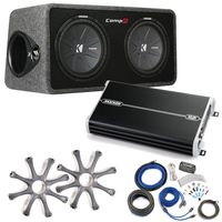 Kicker Comp R Sub Box 40DCWR122 + Kicker 1500 Watt Amp Package w/ Grilles & Kit