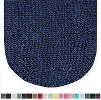 Gorilla Grip Original Luxury Chenille Oval Bath Rug Mat, 42x24, Extra Soft and Absorbent Large Shaggy Bathroom Rugs, Machine Wash Dry, Plush Carpet Mats for Tub, Shower, and Bath Room, Navy Blue