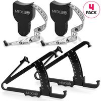 Body Tape Measure and Skinfold Caliper for Body Set - (Pack of 2) - Skin Fold Body Fat Analyzer and BMI Measurement Tool by MEDca