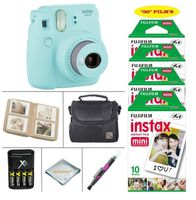 Fujifilm Instax Mini 9 Instant Camera (Ice Blue) + Fujifilm Instax Film 50 Sheets + 4 Batteries & Charger + Photo Album + Convenient Case + More