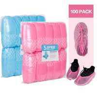 Sfee 100 Pack Shoe Covers-Disposable, Non Slip, Durable,Water Resistance, Recyclable,Boot & Shoes Cover for Construction,Offices,Indoor Floor Carpet Protection,One Size Fits All
