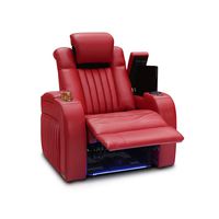 Seatcraft - Mantra - Home Theater Seating - Power Recliner - Leather - Adjustable Powered Headrest and Lumbar Support - Cup Holders - USB Charging - Storage - SoundShaker - Ambient Lighting - Red