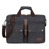 BAOSHA BC-07 17inch Canvas Laptop Computer Bag Messenger Bag Multicompartment Briefcase (Black)