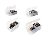 Dial Industries B327890 Battery Organizer Case, 4 Pack, 12 AAA, 12 AA, 8 C, 8 D, Clear