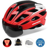 Shinmax Adults Bike Helmet,Bicycle Helmet CPSC/CE Safety Standard Cycling/Climbing Helmet/MTB/BMX Adjustable Helmet with Removable Shield Visor/Safety Rear Led Light for Road Men&Women