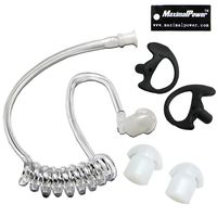 2-Wire Headset with Clear Coil Tube, Earbud, PTT Mic Plus Left & Right Black Earmold Combo for Motorola BPR40 BR250, DTR Series, Bearcom, Black Box Black Box Plus HYT (Clear Coil+Earpiece+Earmolds)