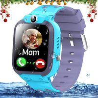 Kids Smart Watch Phone IP68 Waterproof GPS Tracker Smartwatch for 3-12 Boys Girls Touch Screen Wrist Watch with SOS Two Way Call Voice Chat Camera Alarm Puzzle Game Christmas Holiday Birthday Gifts