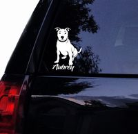 Tshirt Rocket Sitting Pitbull Decal - Personalized Floppy Ear Pit - Pit Bull Dog Car Decal, Laptop Decal, Window Sticker (6")