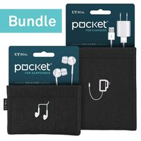 UT Wire Pocket Pouch Kit - Comes with 1 Charger & 1 Earbud Case - (Black)