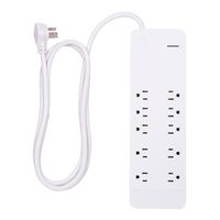 GE Power Strip Surge Protector, 10 Outlets, Fast Charge, Flat Plug, Extra Long Power Cord, 6ft, Wall Mount, White, 38663