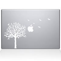 The Decal Guru 2094-MAC-11A-W Tree with Birds Decal Vinyl Sticker, White, 11" MacBook Air