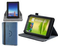 Navitech Blue Faux Leather Hard Case Cover with 360 Rotational Stand Compatible with The Fire Tablet with Alexa, 8" Display, 8 GB, Black, Blue, Magenta, Tangerine