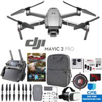 DJI Mavic 2 Pro Drone with Hasselblad Camera Pro Essential Bundle with Backpack Case, Multi Coated Filter Kit, VR Goggles, 64GB High Speed SDXC Card, Editing Software & 1 Year Warranty Extension