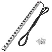 BESTTEN 20 Outlets Heavy Duty Metal Power Strip with 15-Foot Ultra Long Extension Cord, Mounting Brackets Included, ETL Certified, Silver