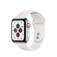 Apple Watch Series 5 (GPS + Cellular, 40mm) -   Stainless Steel Case with White Sport Band