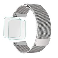 CONNICS for Fitbit Versa 2 / Versa/Versa Lite/SE Special Edition Bands Women Men,Loop Stainless Steel Metal Replacement Waterproof Strap Unique Magnet Lock Accessories Wristbands Silver S