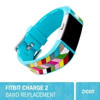 WITHit French Bull Replacement Band for use with Fitbit Charge 2 Band, Replacement Wristband Compatible with Fitbit Charge 2 Band (Blue Ziggy)