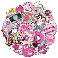 Cute Vinyl Stickers for Teen Girls Water Bottle Laptop Computer Skateboard Helmet iPad Car 50pcs