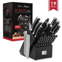 19-Piece Premium Kitchen Knife Set With Wooden Block | Master Maison German Stainless Steel Cutlery With Knife Sharpener & 8 Steak Knives
