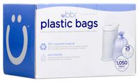 Ubbi Disposable Diaper Pail Plastic Bags, Made with Recyclable Material, Single Pack, 25 Count, 13-Gallon
