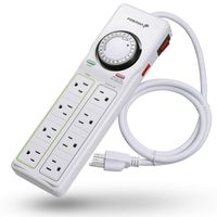Fosmon 8-Outlet Surge Protector Timer, 24-Hours Mechanical Timer (4 Outlets Timed, 4 Outlets Always On) Power Strip Grounded Electrical Outlet for Plant Grow Lights, Reptile, Aquarium, ETL Listed