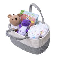 Cotton Rope Baby Diaper Caddy Organizer - Nursery Storage Bin Infant Diaper Organizer for Diaper Wipes Toys Baby Shower
