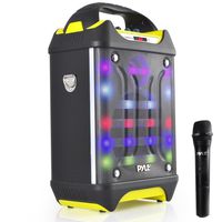 Portable Bluetooth Karaoke Speaker System - Audio Recording Function, 32 GB USB/SD Card Support, Built-in Rechargeable Battery, Flashing DJ Light w/ Music Streaming & Handheld Mic - Pyle  PWMA275BT