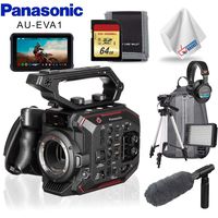 Panasonic AU-EVA1 Compact 5.7K Super 35mm Cinema Camera, Atomos Monitor, Condenser Mic, Headphones, Memory Card Kit, LED Light, Backpack and Tripod