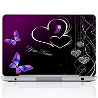 Meffort Inc Personalized Laptop Notebook Skin Sticker Cover Art Decal, Customize Your Sticker Size & Name (Max Size: 16 X 11 Inch) (Custom Size, Heart Butterfly)