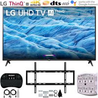 LG 70UM7370PUA 70" 4K HDR Smart LED IPS TV w/AI ThinQ (2019) + Flat Wall Mount Ultimate Bundle + 2.4GHz Wireless Keyboard Smart Remote w/Touchpad + 6-Outlet Surge Adapter w/Night Light