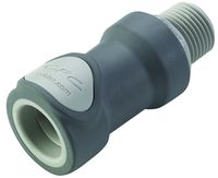 Colder NS6D10008 Polypropylene Tube Fitting, Coupler, Shutoff, In-Line, 3/8" Flow Coupler x 1/2" NPT Male
