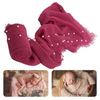 Newborn Photography Wrap | Handmade Pearl Decor Wrap Blanket for Baby Photo Props | 35.5 X 67 inch Newborn Photo Shoot Outfits Wine Red