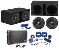 (2) Rockville W12K6D4 V2 12" 4800w Subwoofers+Vented Box+Mono Amplifier+Amp Kit