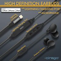 Cirago Earbuds in-Ear Earphones with Lightning Charging Port for iPhone, ipad, iPod, Premium High Definition Headphone, Noise Cancelling Headset,Deep Base HiFi Stereo
