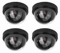 NONMON Fake Dummy Dome Camera Homes & Business Security CCTV Cameras with Flashing Red LED Light for Indoor and Outdoor-4 Packs(Black)