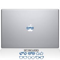 The Decal Guru 2039-MAC-15X-LB Retro Glasses Decal Vinyl Sticker, 15" MacBook Pro (2016 & Newer), Light Blue
